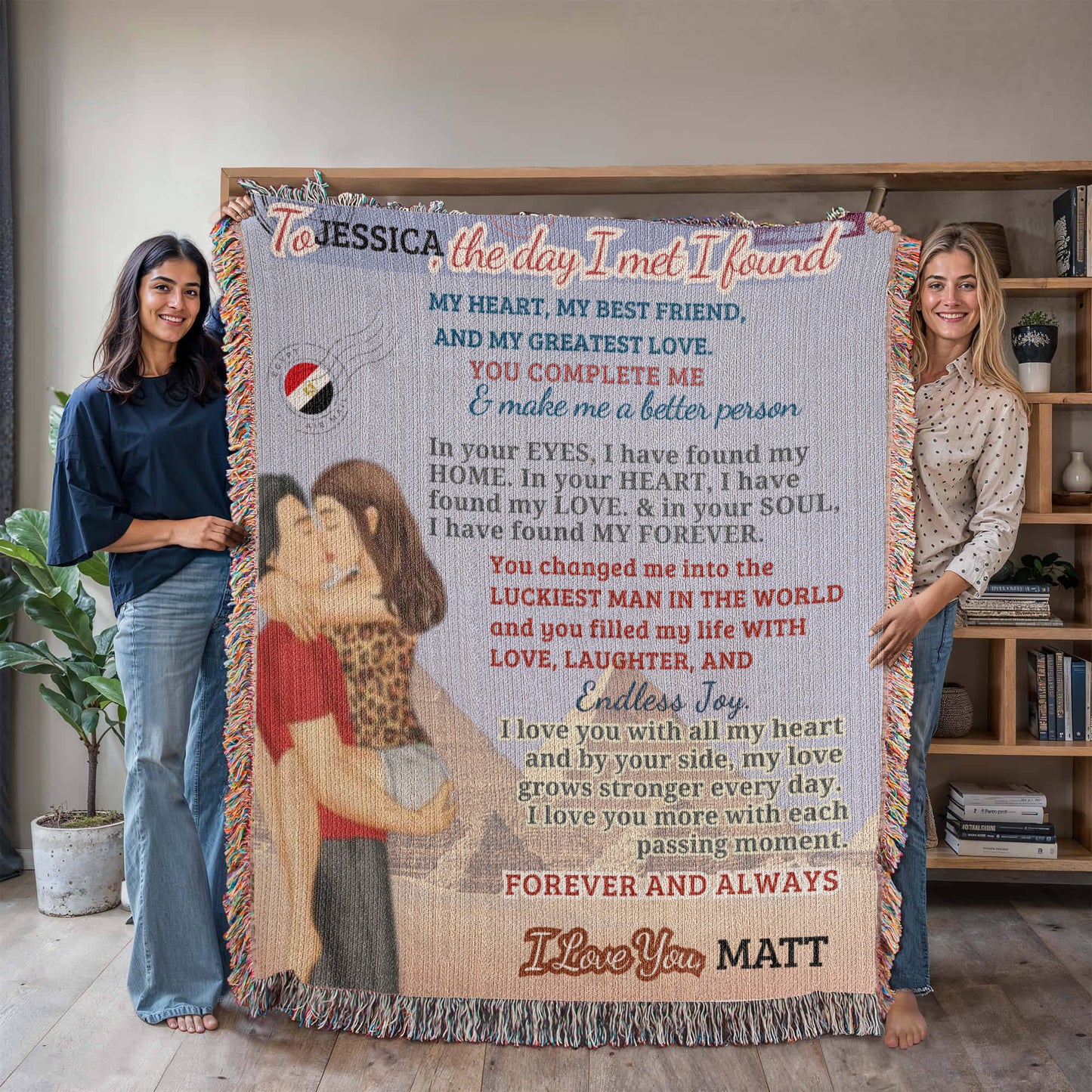 A Love Letter from Egypt to my Wife, Girlfriend or Partner, a Sherpa, Fleece or Woven Blanket