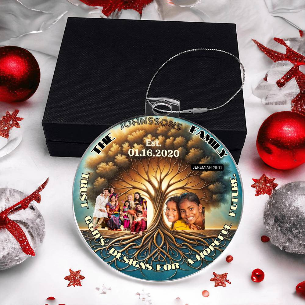Custom Bible Ornament Family Photo Name Religious Holiday Decor Spiritual Christmas Gift Inspirational Keepsake Christian Family Ornament