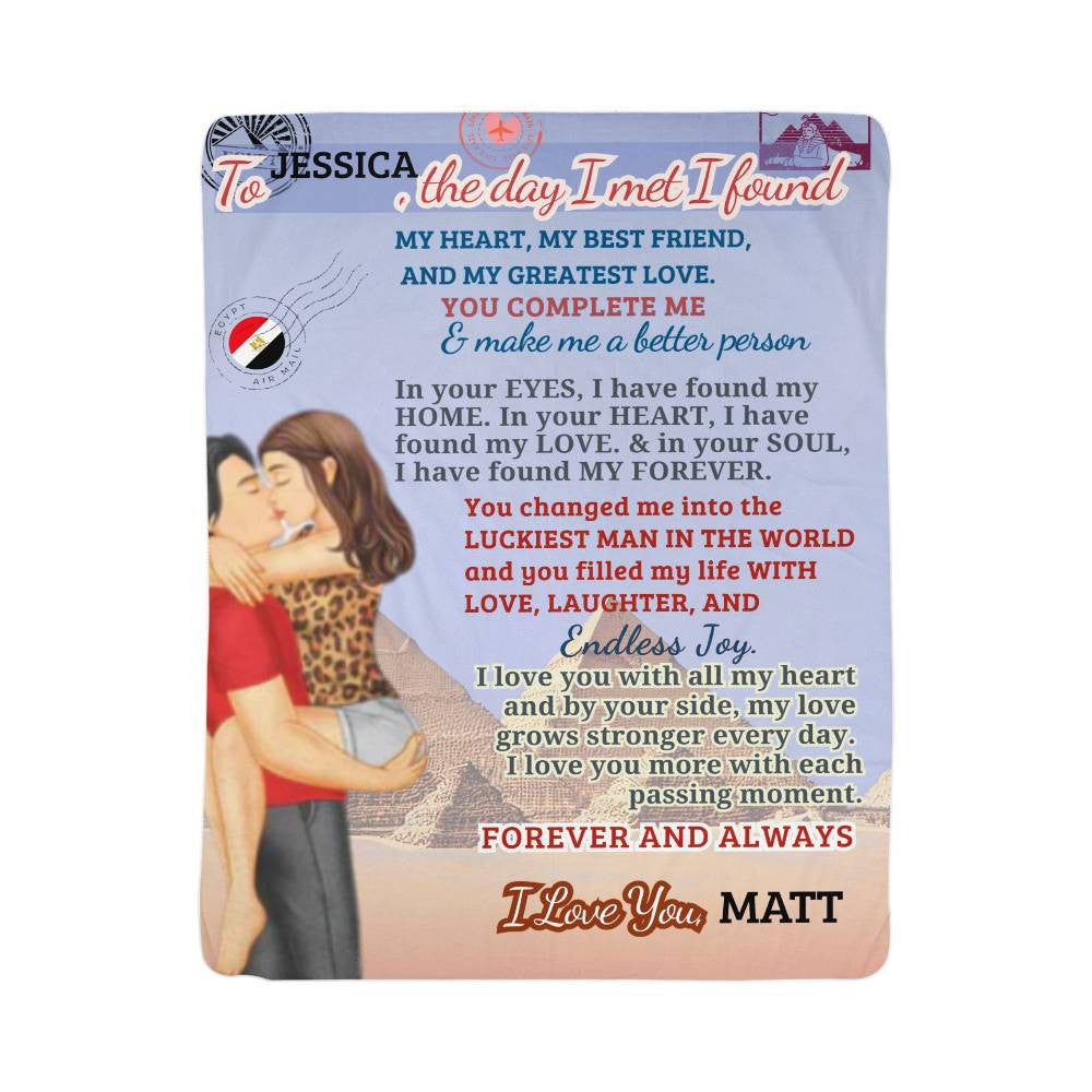 A Love Letter from Egypt to my Wife, Girlfriend or Partner, a Sherpa, Fleece or Woven Blanket