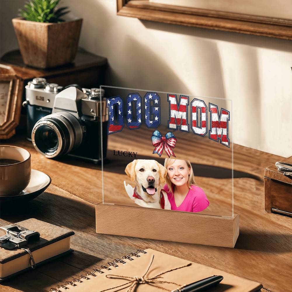 A Custom Patriotic Acrylic Plaque for a Dog Mom
