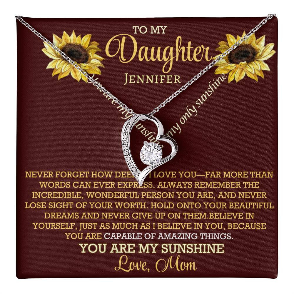 A Sunflower message and Forever Love Necklace for a Daughter from Mom