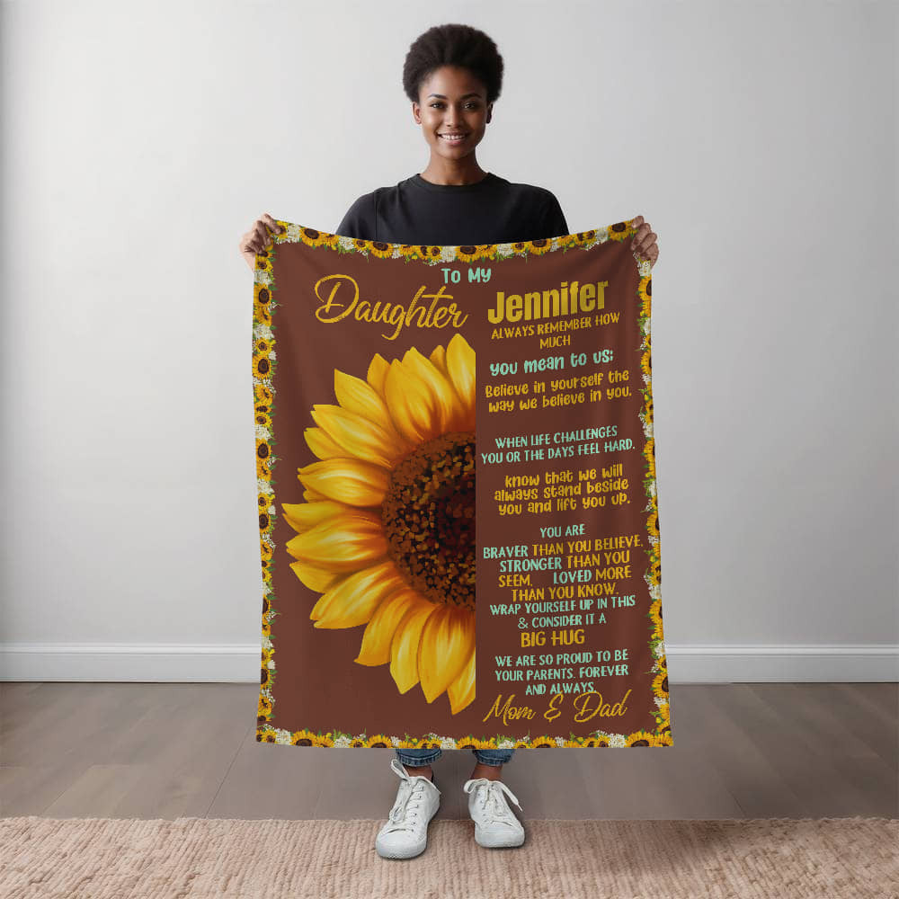 A Sunflower Daughter from Dad Heirlooom, Sherpa or  Fleece Blanket (3:4)