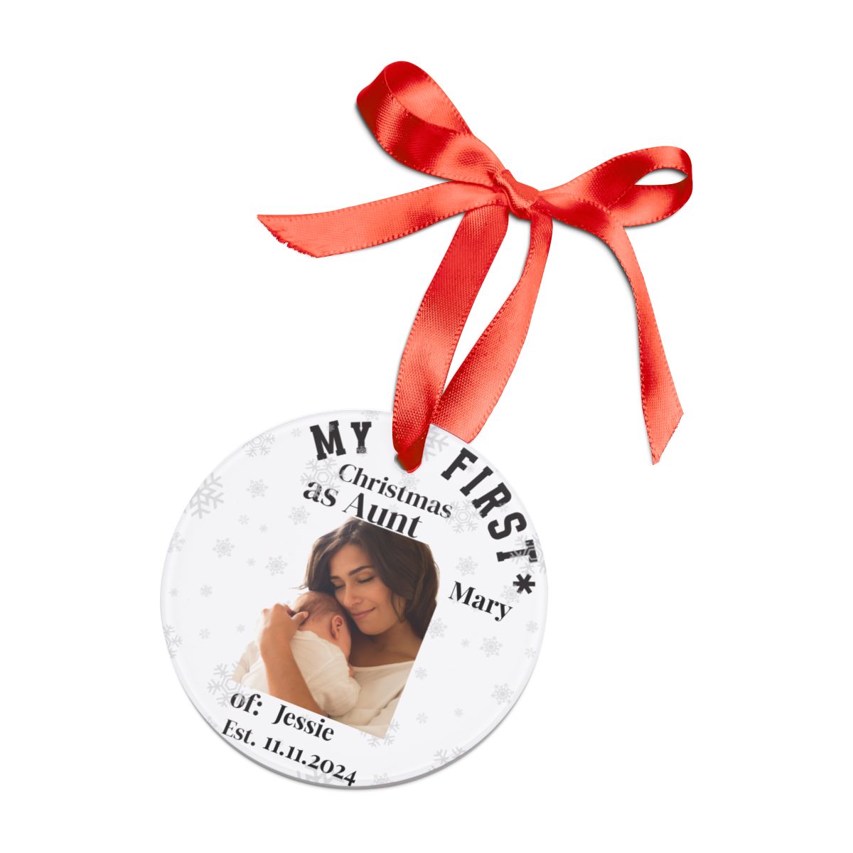Custom Gift For An Aunt Personalized Acrylic Ornament First Christmas With An Aunt And Babys Photo New Family Keepsake Christmas Tree Decor