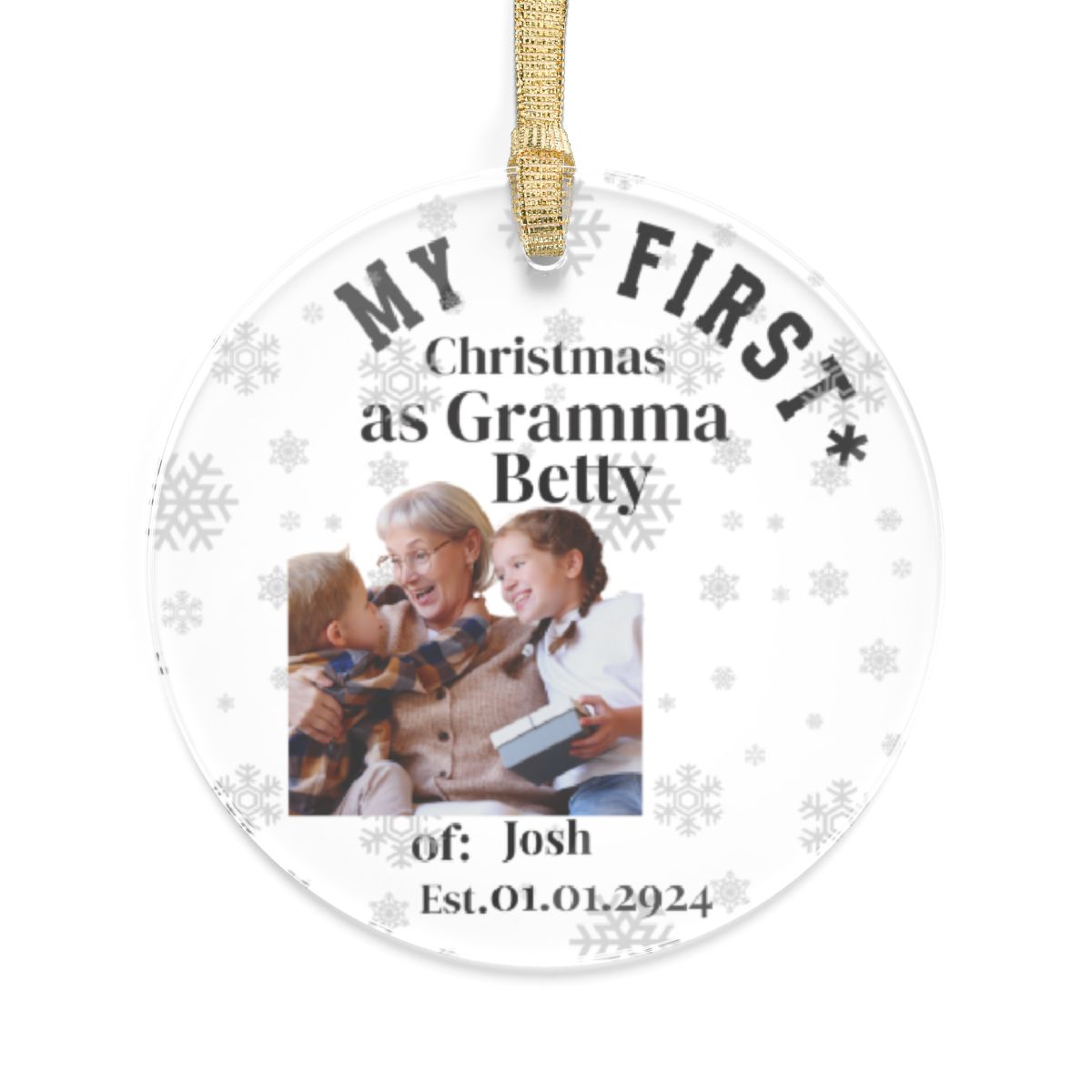 Grandmother Christmas Ornament Nana And Baby Photo Personalized First Christmas As Gram Custom Keepsake Acrylic New Grandmamma Gift