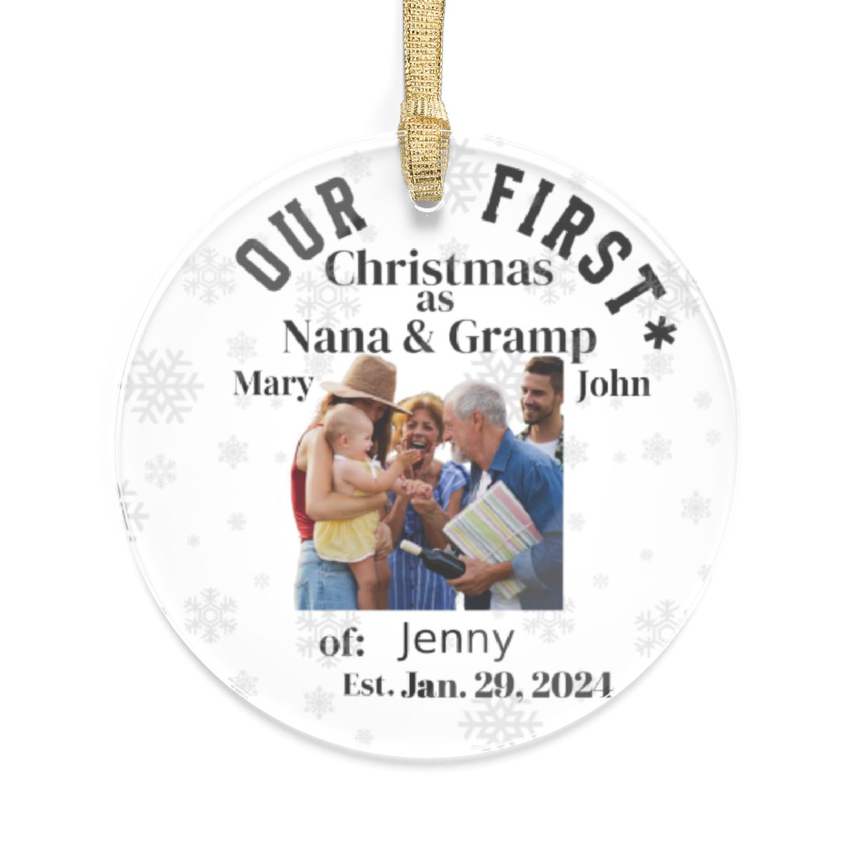 Custom Gift For Gramps Personalized Acrylic Ornament First Christmas With Granpas And Babys Photo New Grandfather Keepsake Christmas Gift