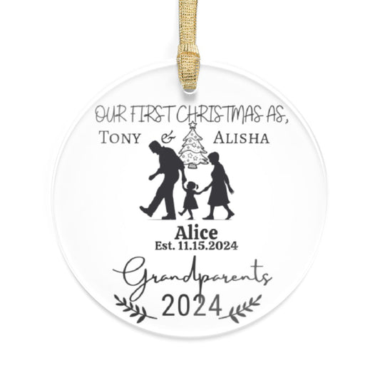 First Christmas As Grandparents Personalized Ornament With Nanas, Pops, Babys Photo Custom Keepsake New Grandparents Tree Decor Acrylic Gift