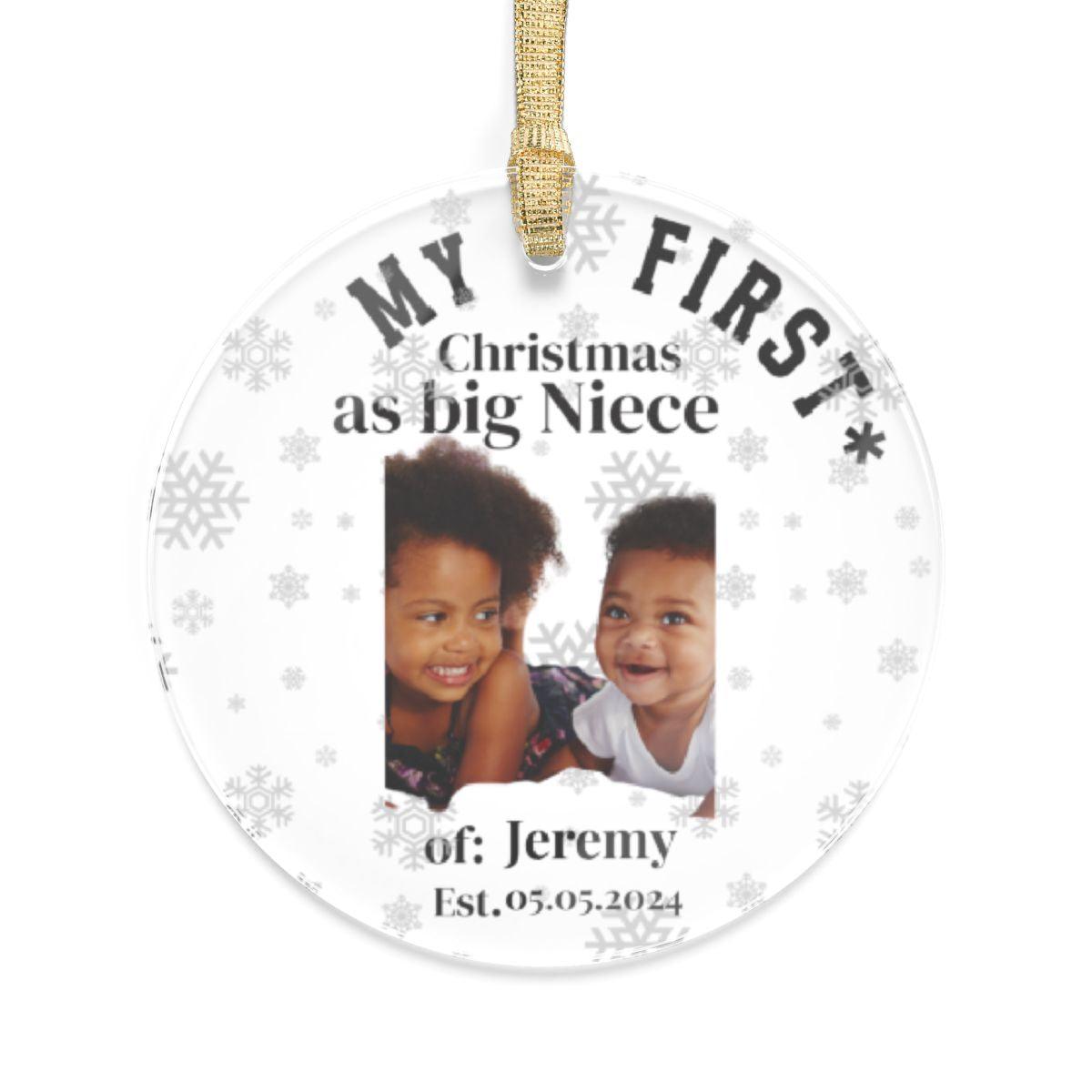 First Christmas As Niece Personalized Ornament With Niece And Babys Photo Custom Heartfelt Keepsake Holiday Tree Decor Acrylic Gift