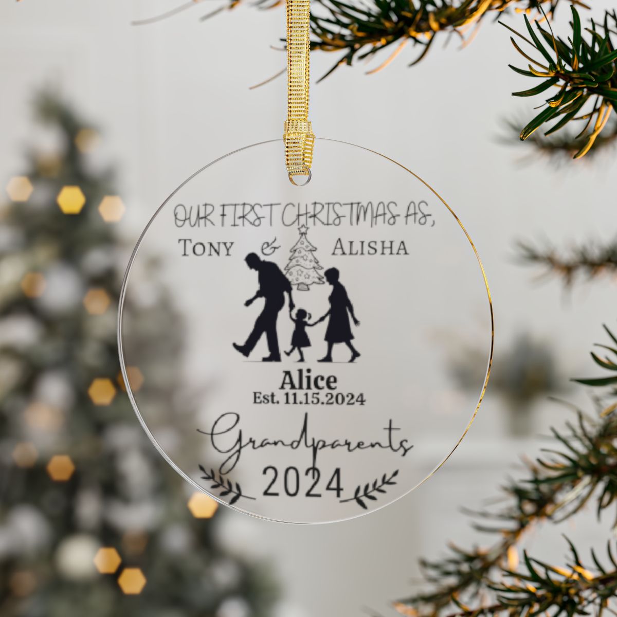 First Christmas As Grandparents Personalized Ornament With Nanas, Pops, Babys Photo Custom Keepsake New Grandparents Tree Decor Acrylic Gift