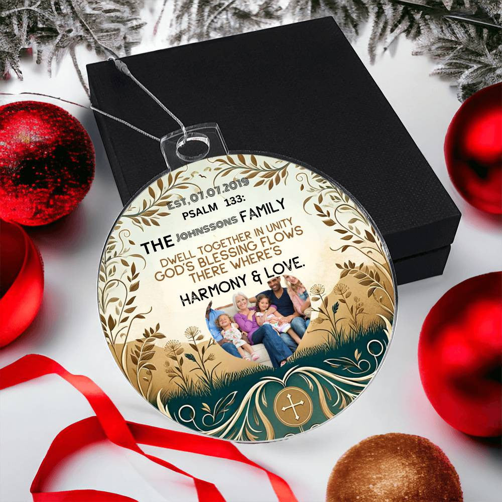 Bible Photo Ornament Personalized Family Photo Christian Holiday Gift Spiritual Christmas Decoration Inspirational Keepsake Religious Decor