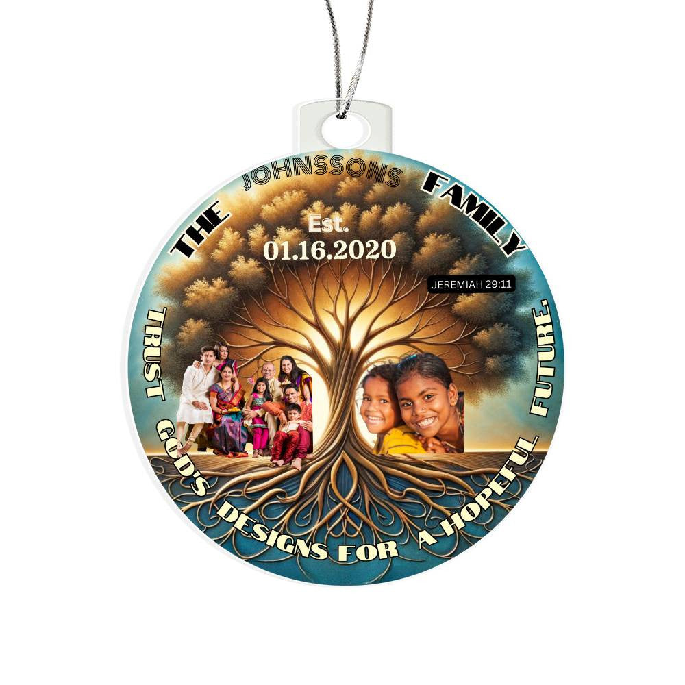 Custom Bible Ornament Family Photo Name Religious Holiday Decor Spiritual Christmas Gift Inspirational Keepsake Christian Family Ornament