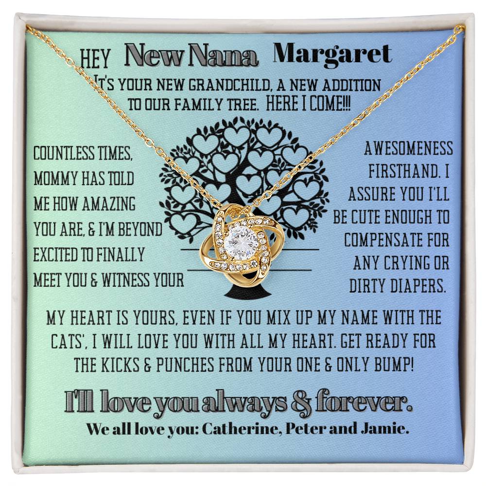 New Cat Nana Birthday News, Gift | Baby Arrival Announcement from Daughter Son, New Addition to Family Tree Personalized Necklace, Heartfelt Funny Message Card.