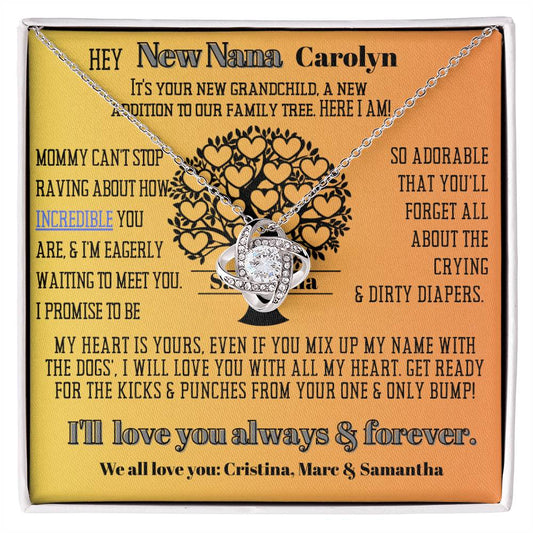 New Dog Nana Birthday News, Gift | Baby Arrival Announcement from Daughter Son, Family Tree Personalized Necklace, Heartfelt Funny Message Card.