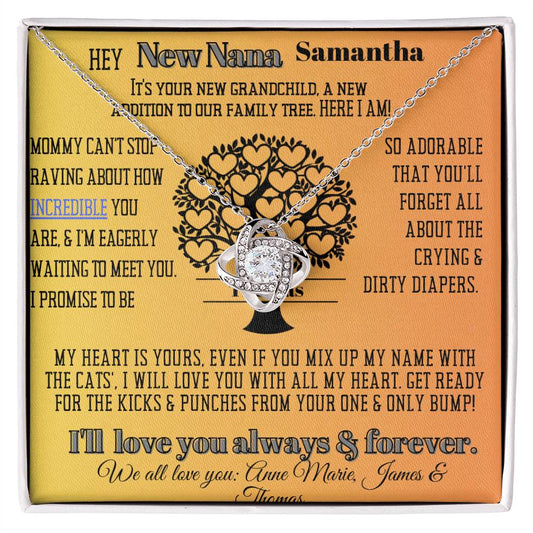 New Cat Nana Birthday News, Gift | Baby Arrival Announcement from Daughter Son, New Addition to Family Tree Personalized Necklace, Heartfelt Funny Message Card