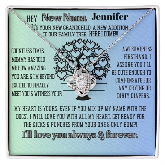 New Dog Nana Birthday News, Gift | Baby Arrival Announcement from Daughter Son, New Addition to Family Tree Personalized Necklace, Heartfelt Funny Message Card.