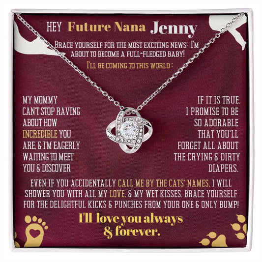 Hey my cat loving Grandma or Nana, I, your next grandchild will soon come to this world! Personalized pregnancy announcement.