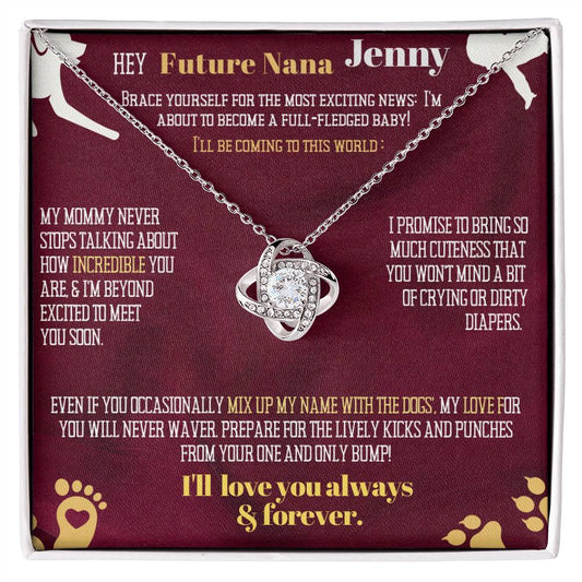 Hey my dog loving Grandma or Nana, I, your next grandchild will soon come to this world! Personalized pregnancy announcement.