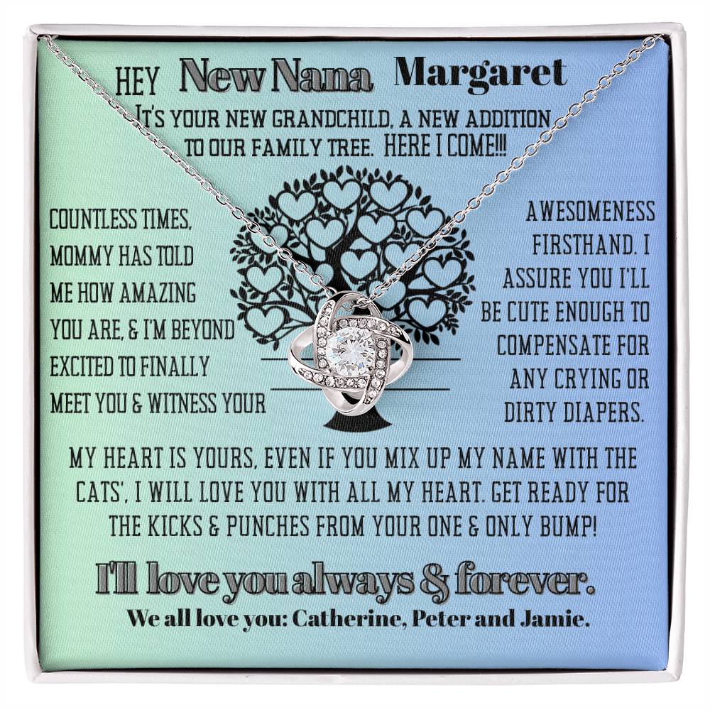 New Cat Nana Birthday News, Gift | Baby Arrival Announcement from Daughter Son, New Addition to Family Tree Personalized Necklace, Heartfelt Funny Message Card.