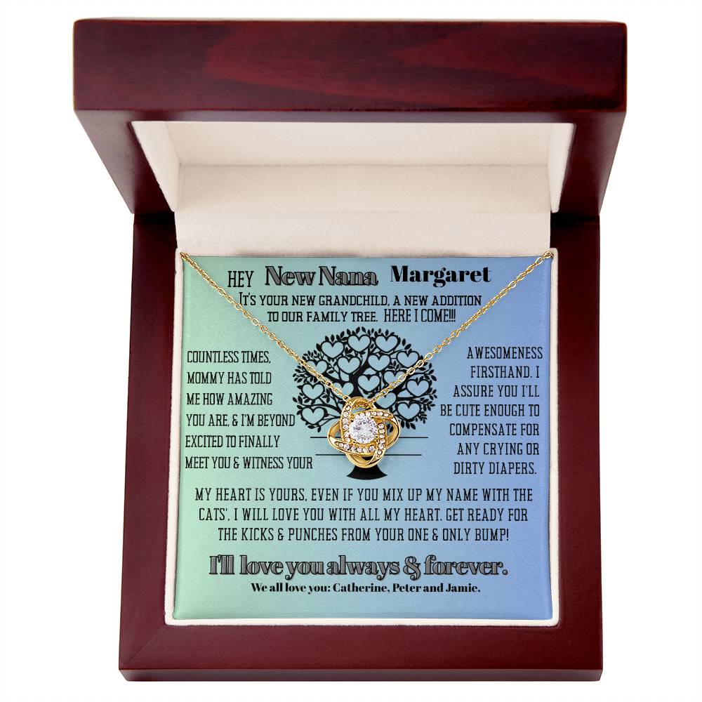 New Cat Nana Birthday News, Gift | Baby Arrival Announcement from Daughter Son, New Addition to Family Tree Personalized Necklace, Heartfelt Funny Message Card.