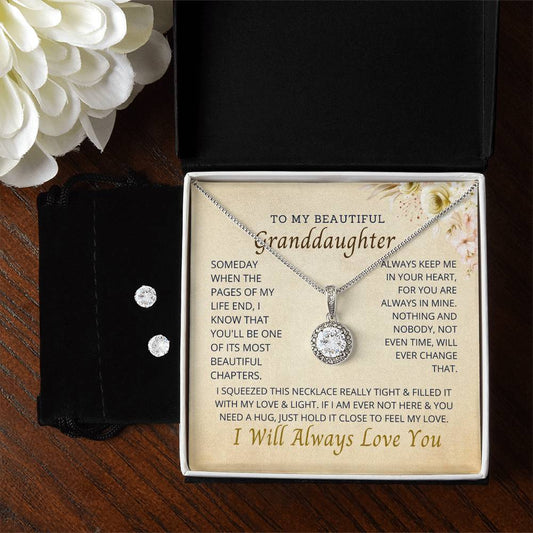 Grandfather/mother necklace gift for granddaughter, Eternal Hope Necklace white gold covered, jewelry for a birthday, Christmas.