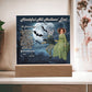 Personalized Halloween "Mirthful All Hallows' Eve" Acrylic Plaque for a Cat Mom or Cat Daughter, a Portrait of a Dressed Up in a Costume with Customizable Cat‘s and Daughter faces. Funny and Sentimental Table Home Décor from Husband and Children.