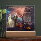 Personalized Halloween Acrylic Plaque for a Dog Mom with a Portrait of a Dressed Up in Early XX Century Costume with Customizable Dog and Mom faces. Funny and Sentimental Halloween Wishes . A Table Home Décor Lamp, Gift from Husband and or Children.