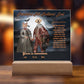 Personalized “Halloween Mirthful All Hallows' Eve Acrylic Plaque for Dog Cat Mom, a Portrait of Cat and Dog Dressed Up in Historical Costumes with faces. Funny and Sentimenta text. Gift from Husband, Children and Pets in a form of A Table Home Décor Lamp