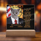 Personalized Halloween Acrylic Plaque for a Cat Mom with Funny and Sentimental message, a Dressed Up as a President Portrait with Customizable Cat Face. A Table Home Décor Lamp, Gift from Husband and or Children
