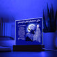 Personalized Halloween Acrylic Plaque for Cat Mom with Portrait of Dressed Up in a Historical Costumes with Cat's and Mom's faces. Funny and Sentimental “Mirthful All Hallows' Eve” Wishes. A Table Home Décor Lamp, Gift from Husband, Children and Cat.