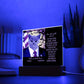 Personalized Halloween Acrylic Plaque for a Cat Mom with Funny and Sentimental message, a Dressed Up as a President Portrait with Customizable Cat Face. A Table Home Décor Lamp, Gift from Husband and or Children