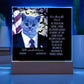 Personalized Halloween Acrylic Plaque for a Cat Mom with Funny and Sentimental message, a Dressed Up as a President Portrait with Customizable Cat Face. A Table Home Décor Lamp, Gift from Husband and or Children