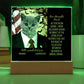 Personalized Halloween Acrylic Plaque for a Cat Mom with Funny and Sentimental message, a Dressed Up as a President Portrait with Customizable Cat Face. A Table Home Décor Lamp, Gift from Husband and or Children