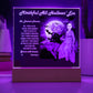 Personalized Halloween Acrylic Plaque for Cat Mom with Portrait of Dressed Up in a Historical Costumes with Cat's and Mom's faces. Funny and Sentimental “Mirthful All Hallows' Eve” Wishes. A Table Home Décor Lamp, Gift from Husband, Children and Cat.