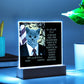 Personalized Halloween Acrylic Plaque for a Cat Mom with Funny and Sentimental message, a Dressed Up as a President Portrait with Customizable Cat Face. A Table Home Décor Lamp, Gift from Husband and or Children