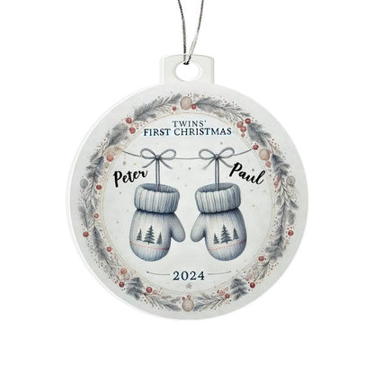 Personalized Gift For Twin Boys First Christmas Custom Ornament for Newborn Babies With Their Names Year Holiday Tree Decor Keepsake Family