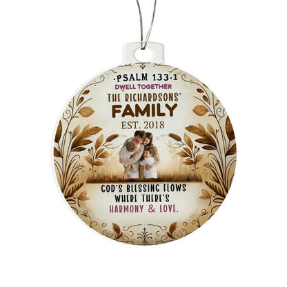 Bible Photo Ornament Personalized Family Name Date Christian Holiday Gift Spiritual Christmas Decoration Inspirational Keepsake Religious Decor