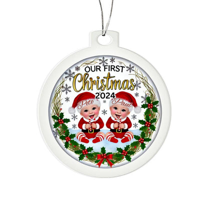 Personalized Gift For Twin Boys First Christmas Custom Ornament for Newborn Babies With Their Names