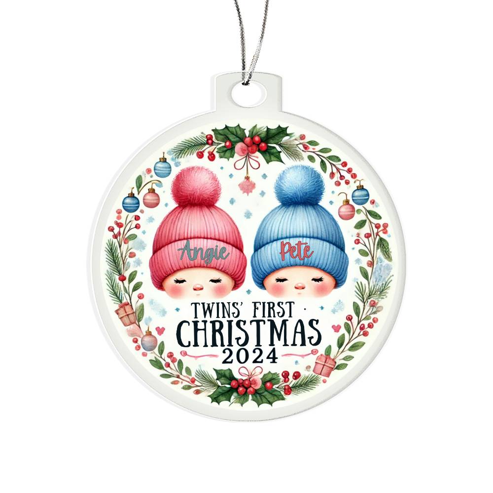 Personalized Gift For Twin Boys First Christmas Custom Ornament for Newborn Babies With Their Names