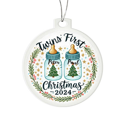 Personalized Gift For Twin Boys First Christmas Custom Ornament for Newborn Babies With Their Names