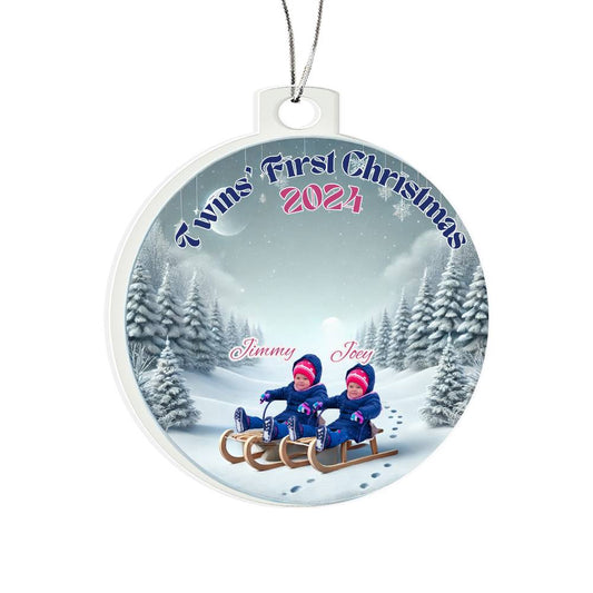 Personalized Gift For Twin Boys Sons First Christmas Custom Ornament for Newborn Babies With Their Names Year Holiday Tree Decor Keepsake Family