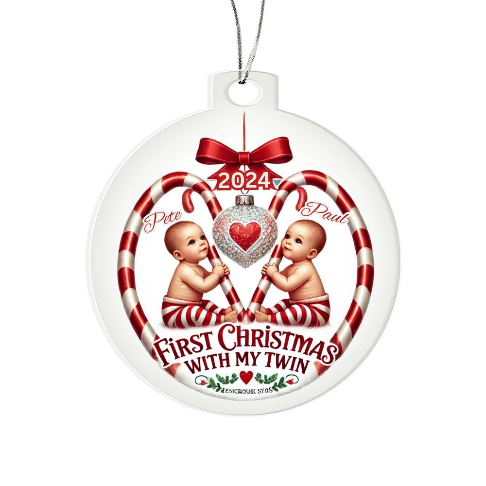 Personalized Gift For Twin Boys Sons First Christmas Custom Ornament for Newborn Babies With Their Names