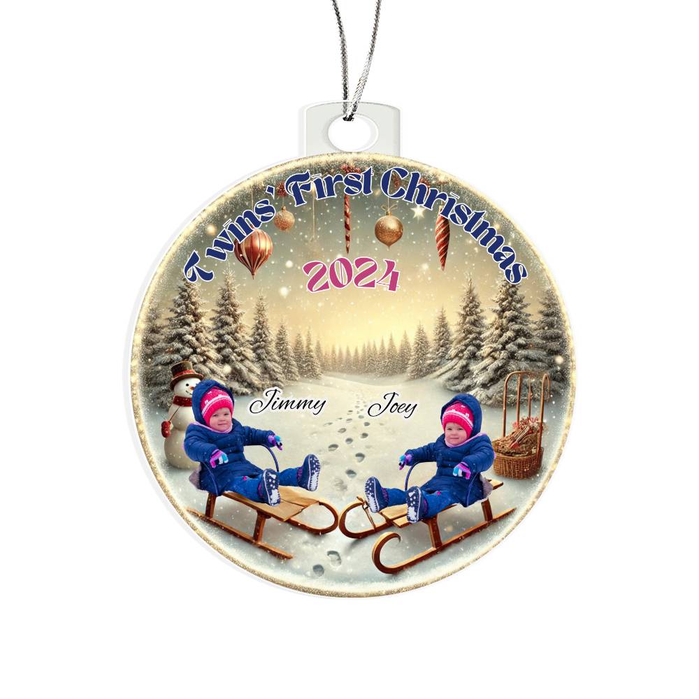 Personalized Gift For Twin Boys Sons First Christmas Custom Ornament for Newborn Babies With Their Names