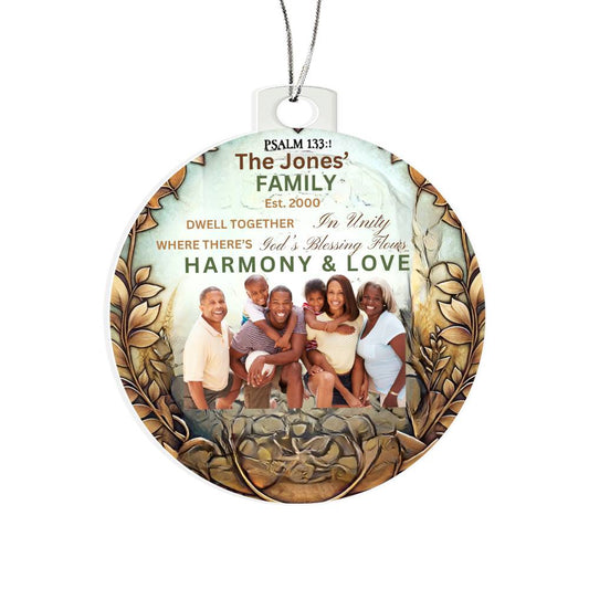 Bible Photo Ornament Personalized Family Name Date Christian Holiday Gift Spiritual Christmas Decoration Inspirational Keepsake Religious Decor