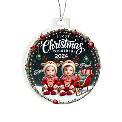 Personalized Gift For Twin Boys First Christmas Custom Ornament for Newborn Babies With Their Names