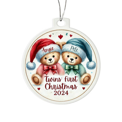 Personalized Gift For Twin Boys First Christmas Custom Ornament for Newborn Babies With Their Names Year Holiday Tree Decor Keepsake Family