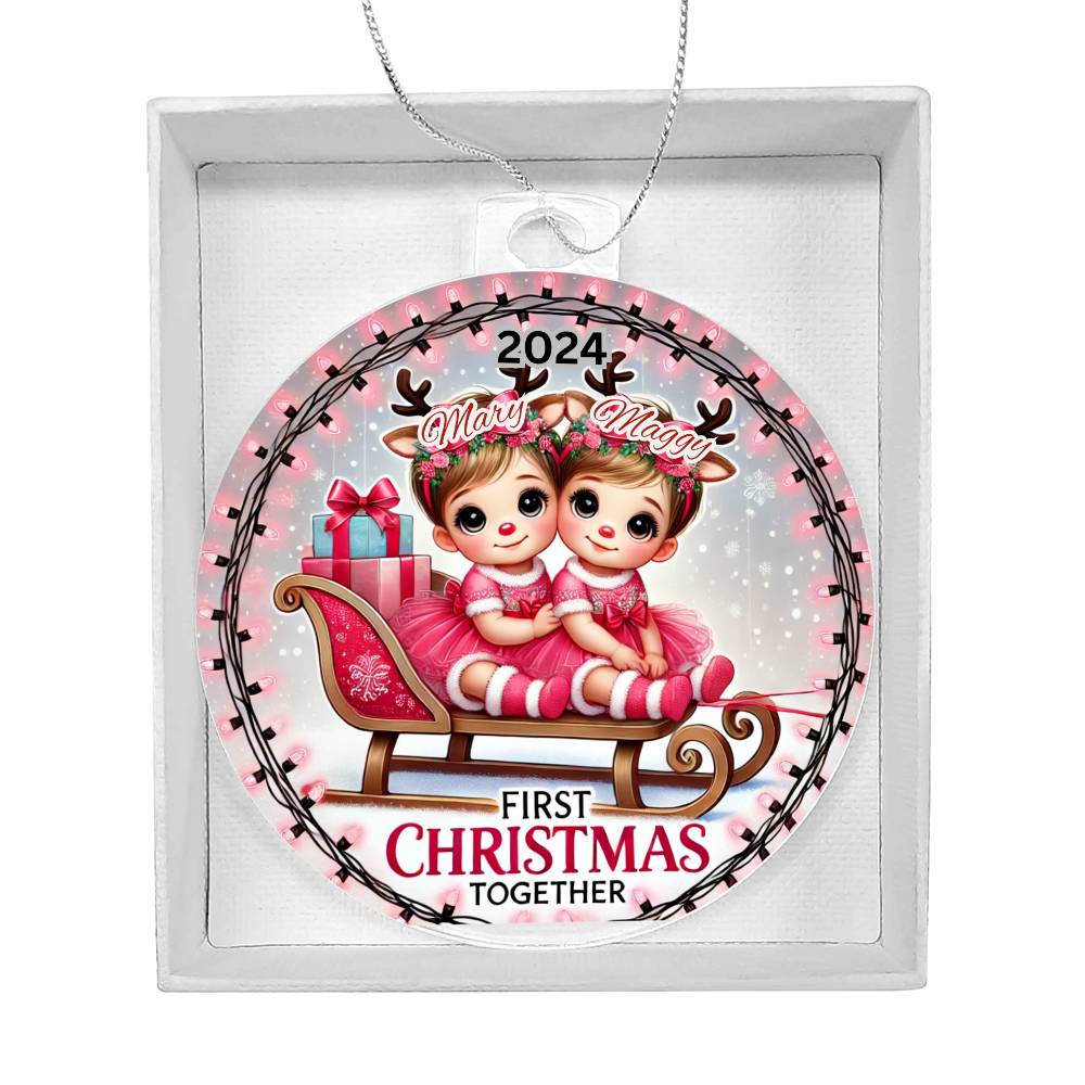 Personalized Gift For Twin Boys Sons First Christmas Custom Ornament for Newborn Babies With Their Names