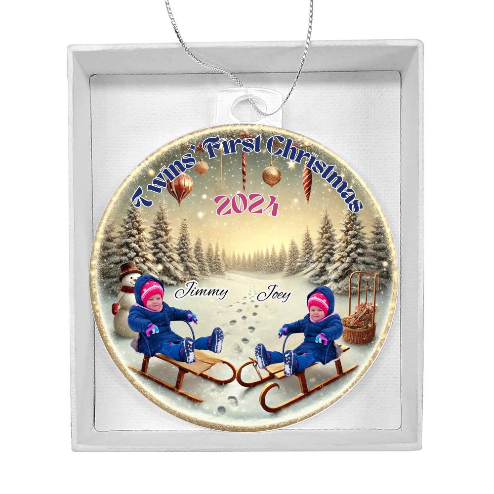 Personalized Gift For Twin Boys Sons First Christmas Custom Ornament for Newborn Babies With Their Names