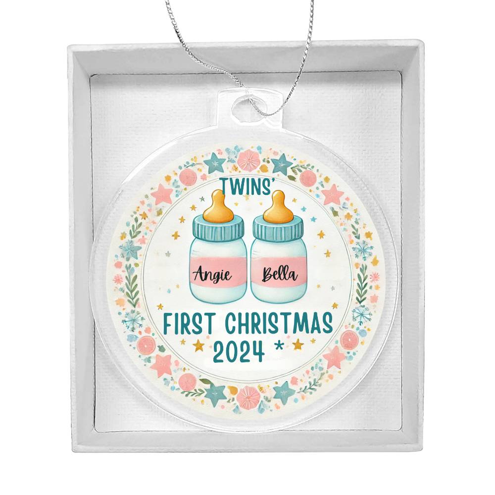 Personalized Gift For Twin Boys First Christmas Custom Ornament for Newborn Babies With Their Names