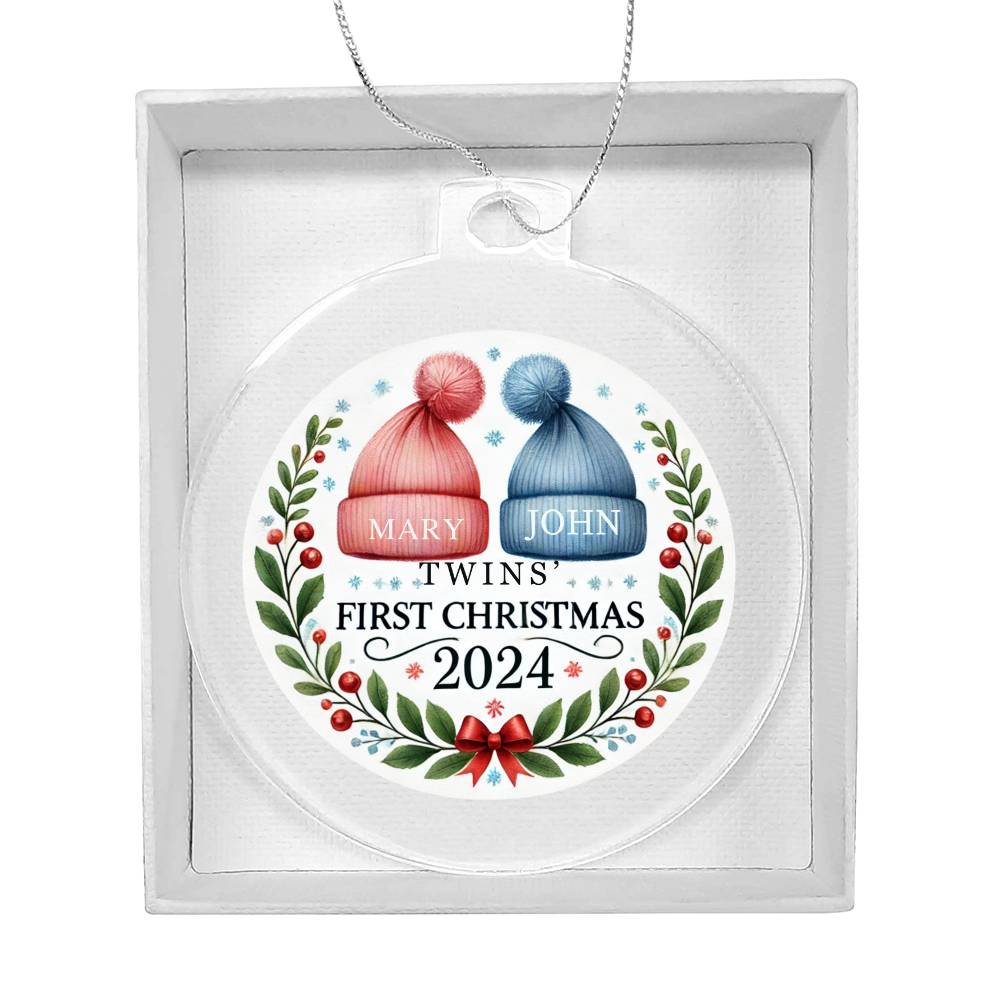 Personalized Gift For Twin Boys First Christmas Custom Ornament for Newborn Babies With Their Names Year Holiday Tree Decor Keepsake Family