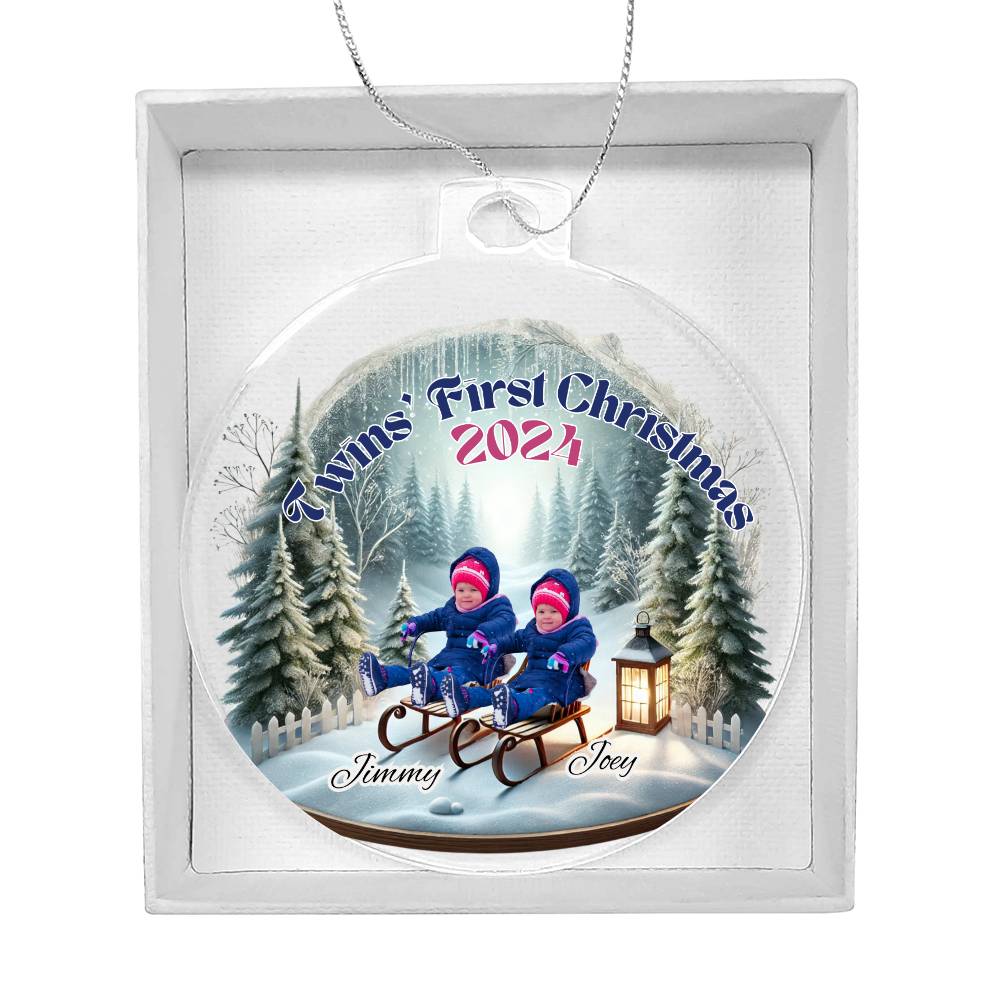 Personalized Gift For Twin Boys Sons First Christmas Custom Ornament for Newborn Babies With Their Names Year Holiday Tree Decor Keepsake Family