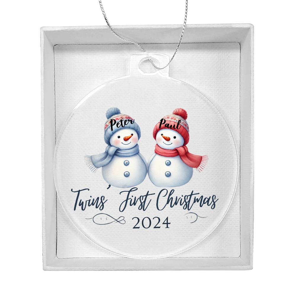 Personalized Gift For Twin Boys First Christmas Custom Ornament for Newborn Babies Names Year Holiday Tree Decor Keepsake Family